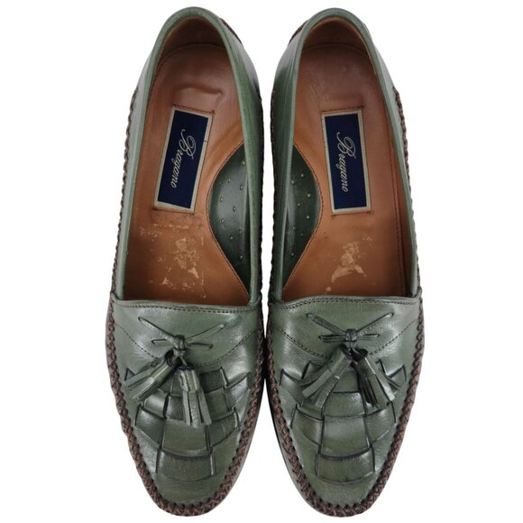 Bragano Cole Haan Mens 8.5D Olive Green Leather Woven Loafers Dress Shoes Rare - Picture 4 of 13